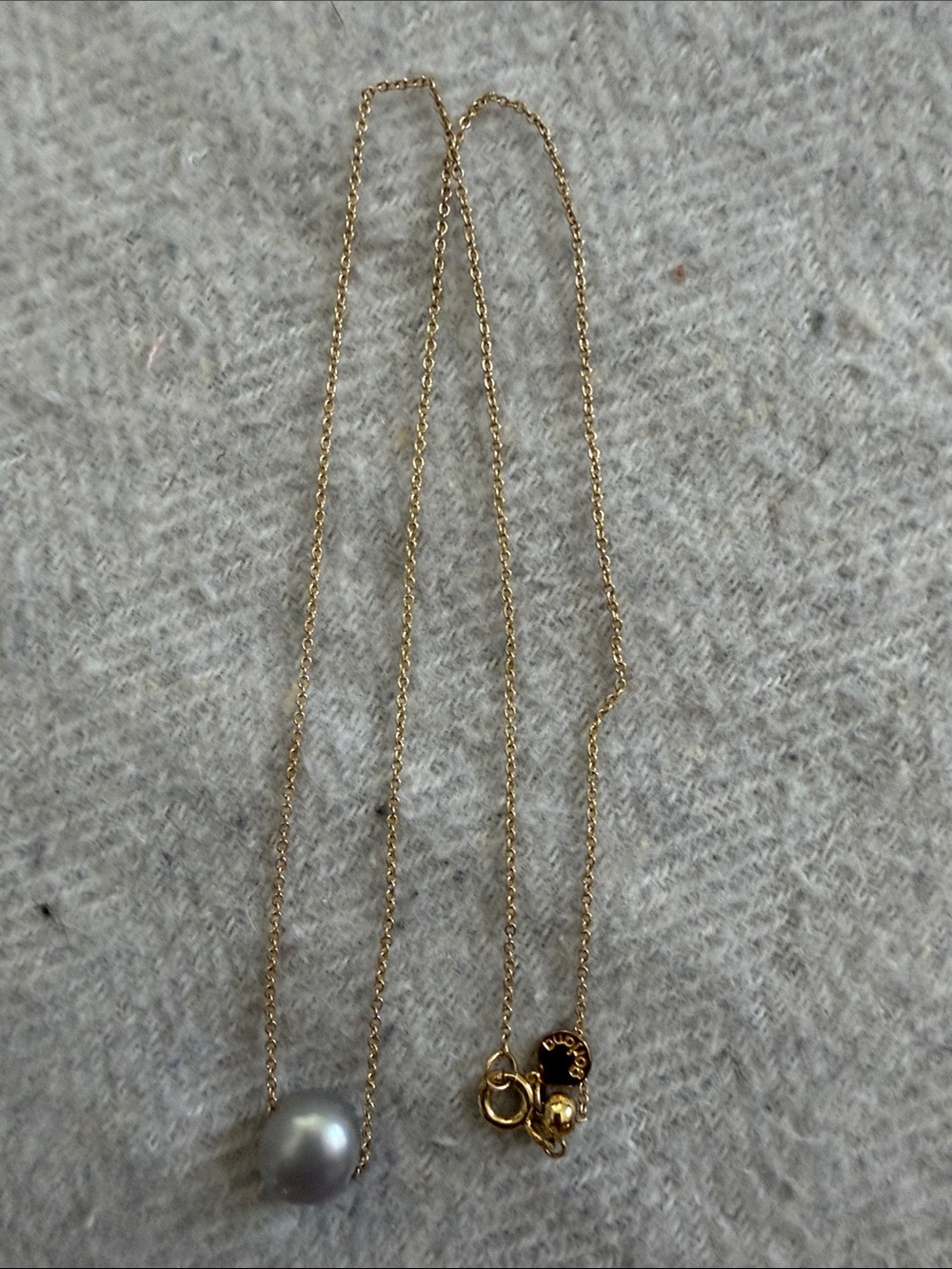 Gorjana Gold Chain Necklace with Single Grey Silver Pearl Pendant